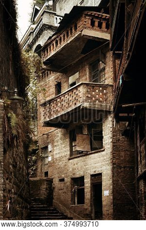 Old building closeup in Xiahao Old street in Chongqing, China.
