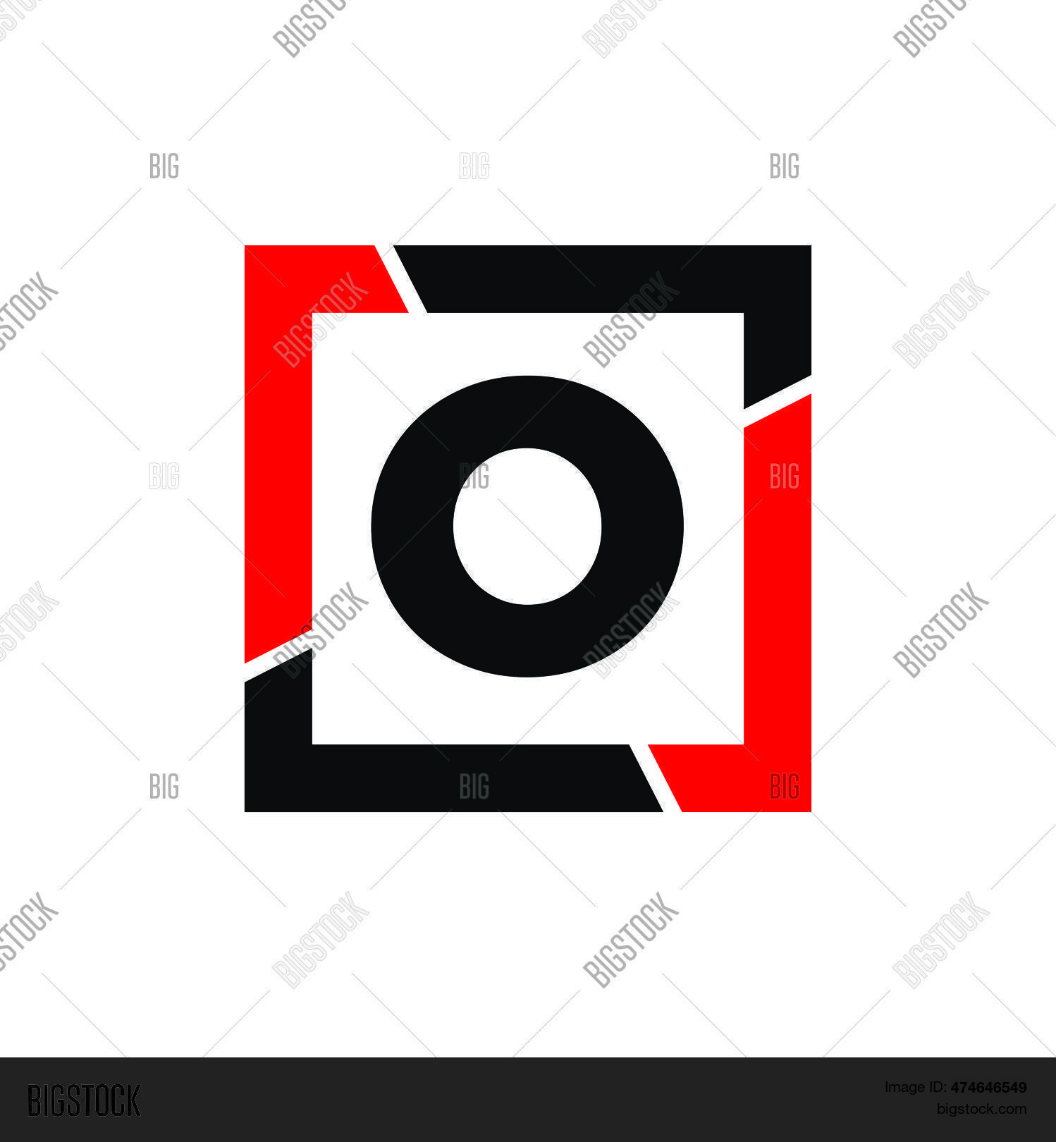 O Letter Red Black Vector & Photo (Free Trial) | Bigstock