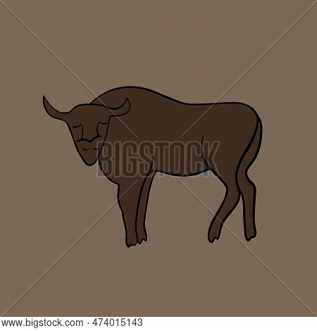 Vector Isolated Illustration Of Bison Animal. A Drawing Of A Bison.