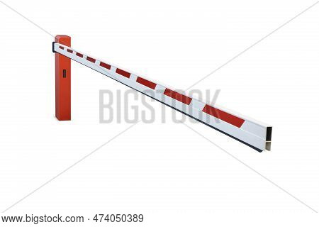 One Closed Boom Barrier Isolated On White