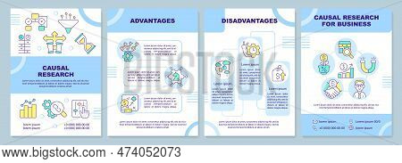 Causal Research Blue Brochure Template. Marketing Tool. Leaflet Design With Linear Icons. Editable 4