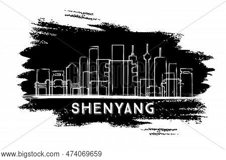 Shenyang China City Skyline Silhouette. Hand Drawn Sketch. Vector Illustration. Business Travel And 