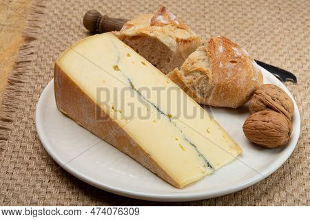 Cheese Collection, French Morbier Semi-soft Cow Milk Cheese With Black Mold Layer