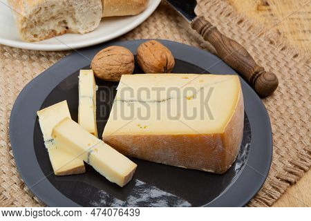 Cheese Collection, French Morbier Semi-soft Cow Milk Cheese With Black Mold Layer