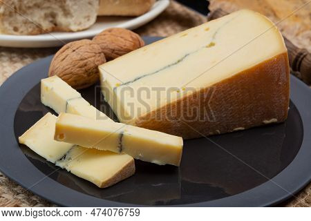 Cheese Collection, French Morbier Semi-soft Cow Milk Cheese With Black Mold Layer