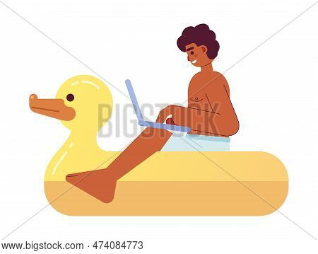 Remote Freelancer Working From Anywhere Semi Flat Color Vector Character