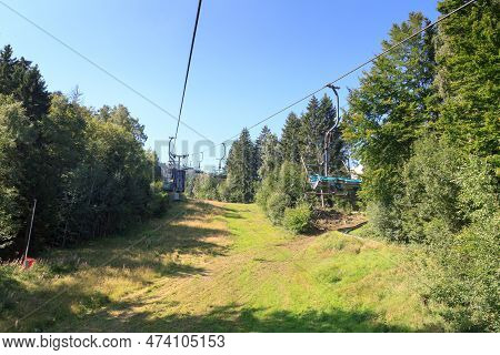 Chairlift With Summer Toboggan To Mountain Hoher Bogen In Bavarian Forest, Germany
