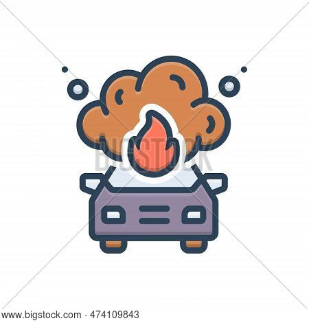 Color Illustration Icon For Extremely Very Much Most Extra Excessively Terribly Drastically Fire Dam