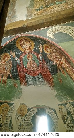 Pedoulas, Cyprus - 5 September 2022: Archangelos Michael (archangel Michael) Church Interior, Which 