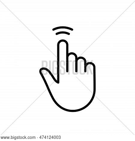 Double Tap Gesture Of Computer Mouse. Pointer Finger Black Line Icon. Cursor Hand Linear Pictogram. 