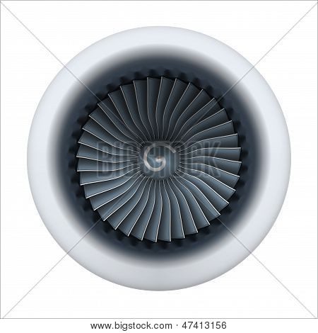 Vista frontale di Vector jet engine isolata on white