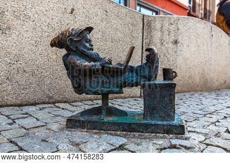 Wroclaw, Poland - September 21, 2022: Symbol Of Wroclaw - Sculpture Of Dwarf (gnome) From Fairy-tale