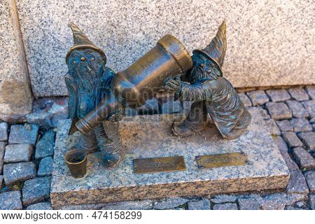 Wroclaw, Poland - September 21, 2022: Symbol Of Wroclaw - Sculpture Of Dwarf (gnome) From Fairy-tale