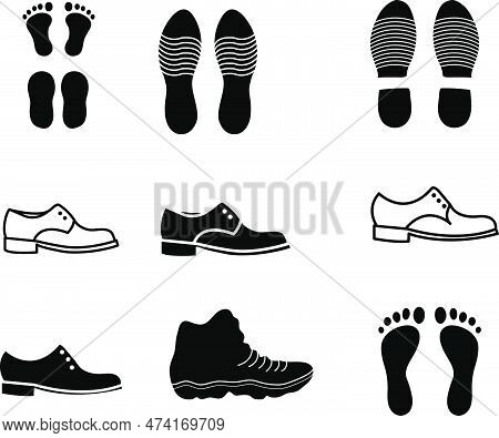 Human Foot Print, Boot Print, Boot Shoe Sign Simple Icon On Background.eps