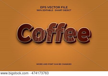 Editable 3d Coffee Text Style Effect With Brown Gradient