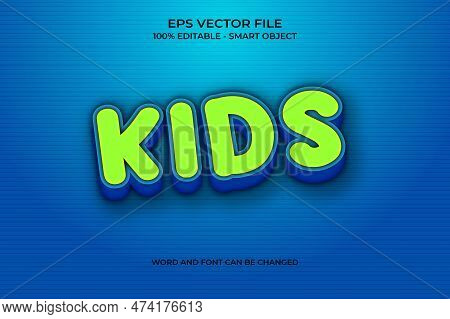 Editable 3d Kids Text Style Effect With Blue Gradient