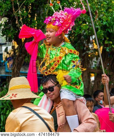 When Buddhist Boys Become Monks,during The Joyful And Vibrant Poy Sang Long Buddhist Festival Celebr