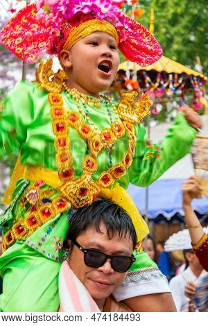 When Buddhist Boys Become Monks,during The Joyful And Vibrant Poy Sang Long Buddhist Festival Celebr