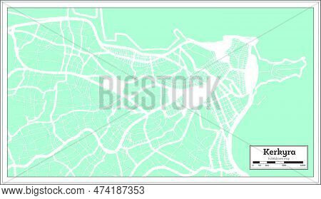 Kerkyra Greece City Map In Retro Style. Outline Map. Vector Illustration.