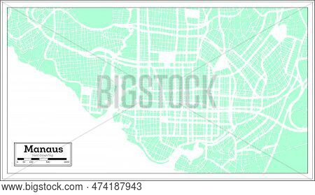 Manaus Brazil City Map In Retro Style. Outline Map. Vector Illustration.