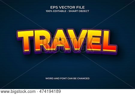Editable 3d Travel Text Effect With Blue Gradient