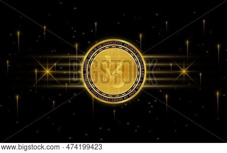 Tezos-xtz Virtual Currency Images. 3d Illustration. Xtz Coin Logo.