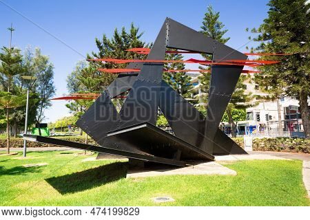 Limassol, Cyprus - July 9, 2021 - Metal Sculpture By Georgiis Tsaras In Molos Park Near Limassol Old