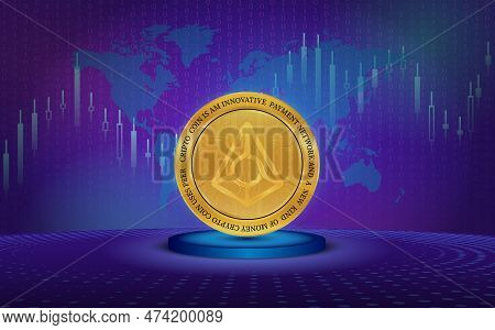 Augur-rep Virtual Currency Images. 3d Illustration. Rep Coin Logo.