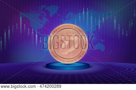 Digibyte-dgb Virtual Currency Image In The Digital Background. 3d Illustrations.