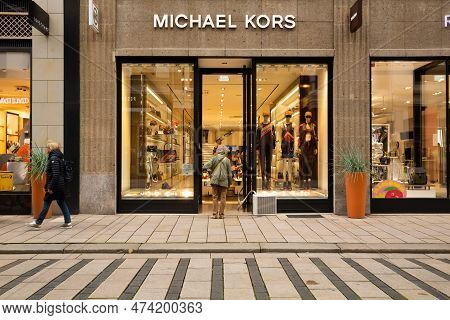 Hamburg, Germany - August 30, 2021 - Michael Kors Store Entrance In Neuer Wall Shopping Street, Famo