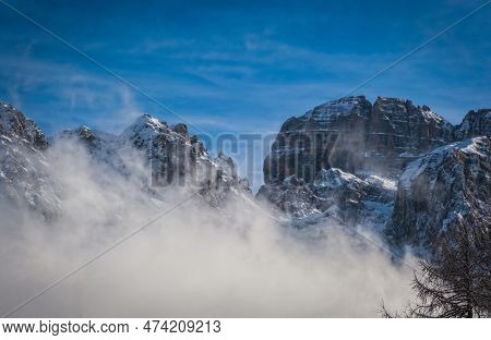 A Beautiful View Of Brenta Dolomites With Fantastic Clouds And Alps Madonna Di Campiglio, Pinzolo, I
