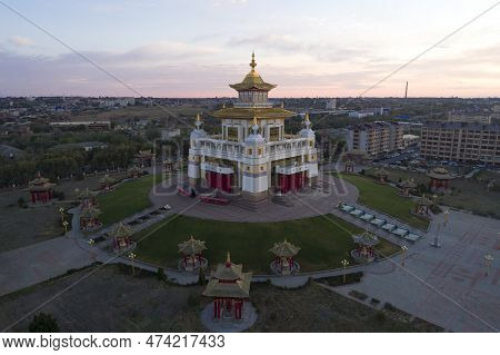 Elista, Russia - September 21, 2021: Buddhist Temple 
