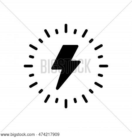 Black Solid Icon For Ray Gleam Light Glimmer Streamer Radial Shiny Sunburst Lightning Bolts Power