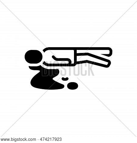 Black Solid Icon For Killed Murder Assassination Slaughter Manslaughter Crime Blood Dead-body Bloody