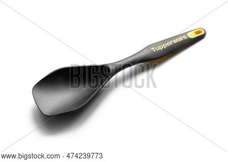 Tupperware Tool. Kitchen Tool Brand Tupperware. Plastic Kitchen Tool Isolated On White. Ukraine. Kyi