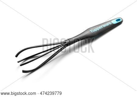 Tupperware Tool. Tupperware Brand Kitchen Tool. Plastic Kitchen Tool Isolated On White Background. U
