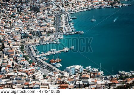 A Hill Next To The Monastery Of Agios Savvas In Kalymnos, With A Beautiful View Of The Aegean Sea An