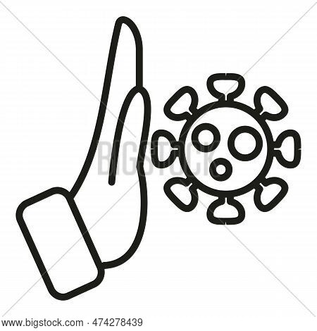 Stop Virus Immune System Icon Outline Vector. Health Shield. Human Person