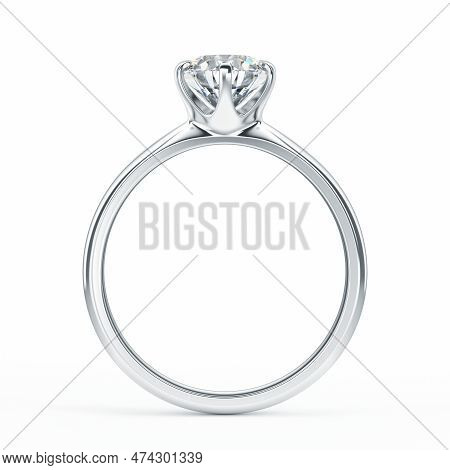 Blank Jewelery Ring With Diamond Isolated On White - 3d Rendering.