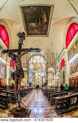 Venice, Italy - March 18, 2023: Interior Of The Medieval Chiesa Di San Rocco, A Roman Catholic Churc
