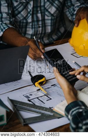 Construction And Structure Concept Of Engineer Or Architect Meeting For Project Working With Partner