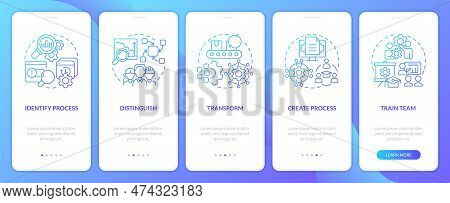 Using Smed Blue Gradient Onboarding Mobile App Screen. Business Strategy Walkthrough 5 Steps Graphic