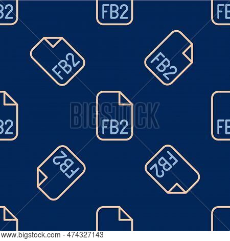 Line Fb2 File Icon Isolated Seamless Pattern On Blue Background. Vector