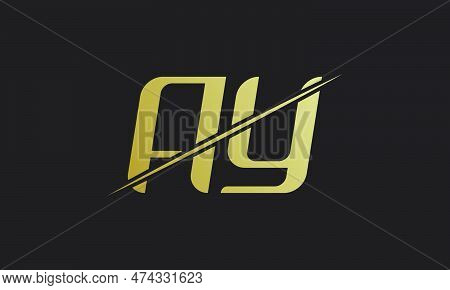 Ay Letter Logo Design Vector Template. Gold And Black Letter Ay Logo Design