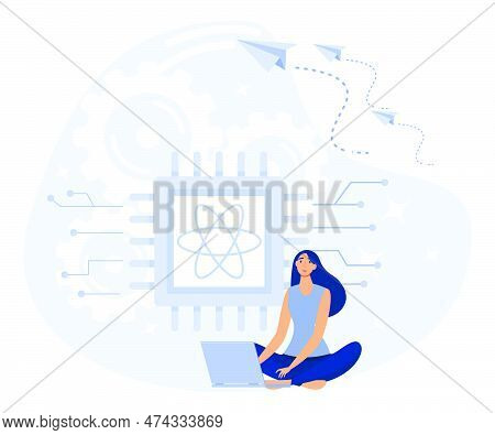 Innovative Information Technology Concept, Quantum Computing, Computer Science, Machine Learning, Fl