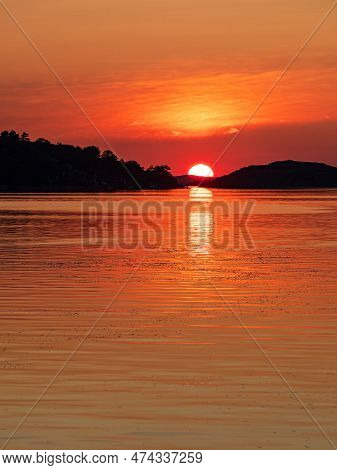 Sunset In The City Fjaellbacka In Sweden.