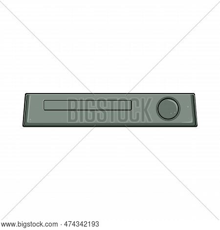 Audio Blu Ray Player Cartoon. Entertainment Dvd, Technology Video Audio Blu Ray Player Sign. Isolate