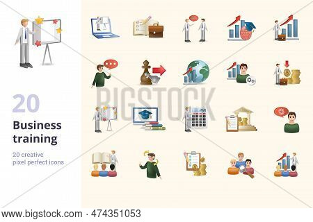 Business Training Set. Creative Icons: Online Training, Occupation, Consulting, Potencial, Career Ad