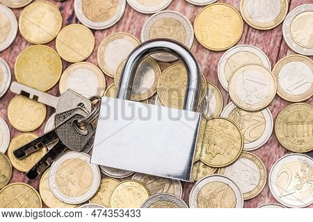 Euro Cion And Padlock. Money Save Concept