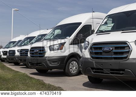 Ford E-transit Cargo Van Display At A Dealership. Ford Offers The E-transit In Cargo Van, Chassis Ca
